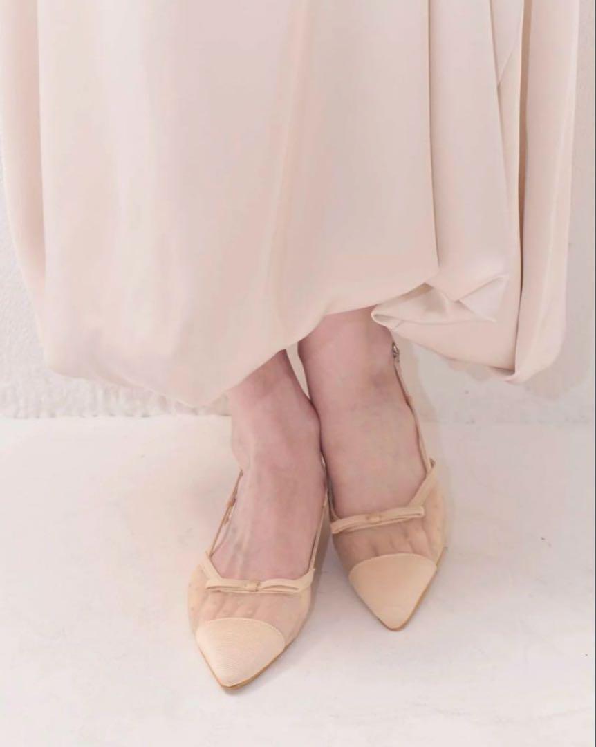 muguet sheer dot ribbon mule(ivory)