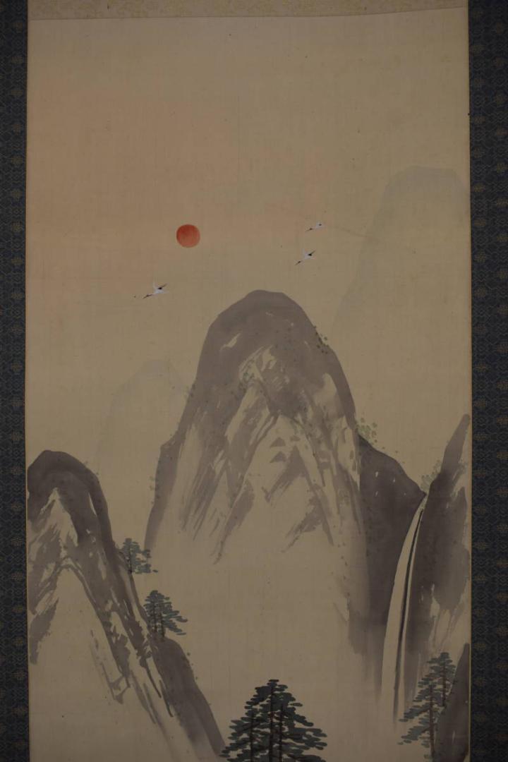 【真作】大草/伊豆風景/山水図/掛軸/名家伝来/AC-45 真作】安田素風/祝事山水/蓬莱山図/掛軸/名家伝来/X-473