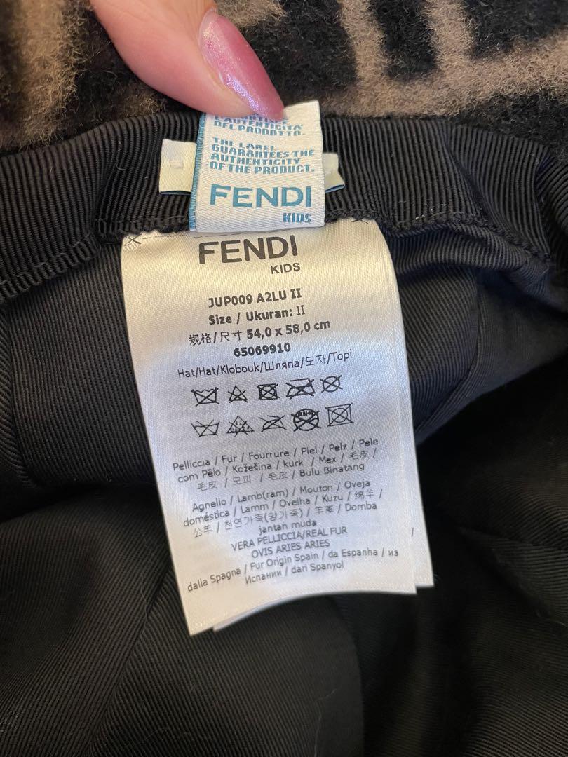 大人気！FENDI KIDS ズッカ柄 ファー バケットハット