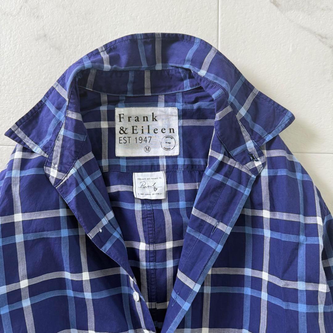 美品 フランクアンドアイリーン PAUL シャツ チェック M ブルー コットン 美品 フランクアンドアイリーン PAUL シャツ チェック M ブルー