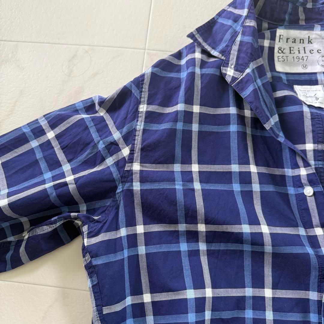 美品 フランクアンドアイリーン PAUL シャツ チェック M ブルー コットン