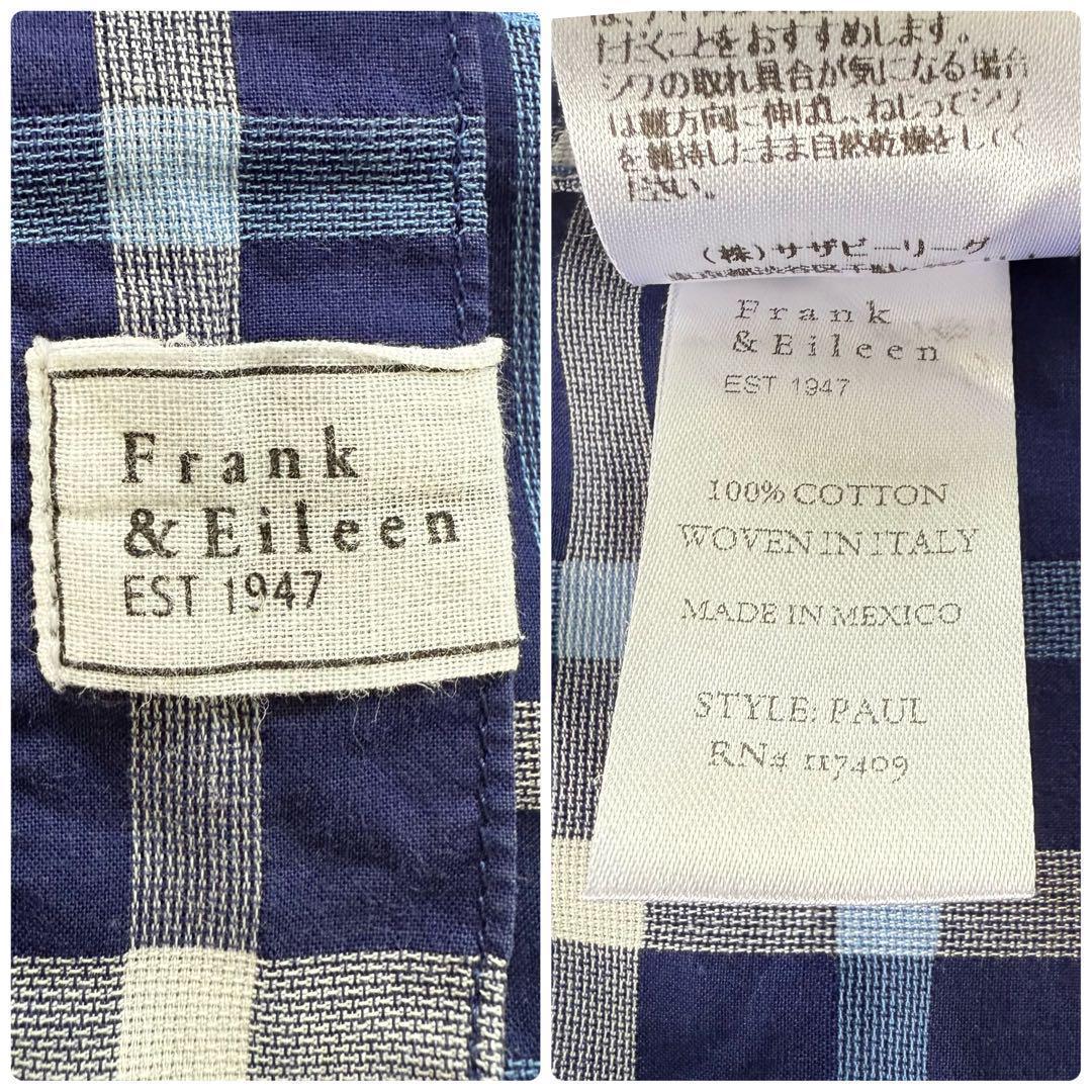 美品 フランクアンドアイリーン PAUL シャツ チェック M ブルー コットン