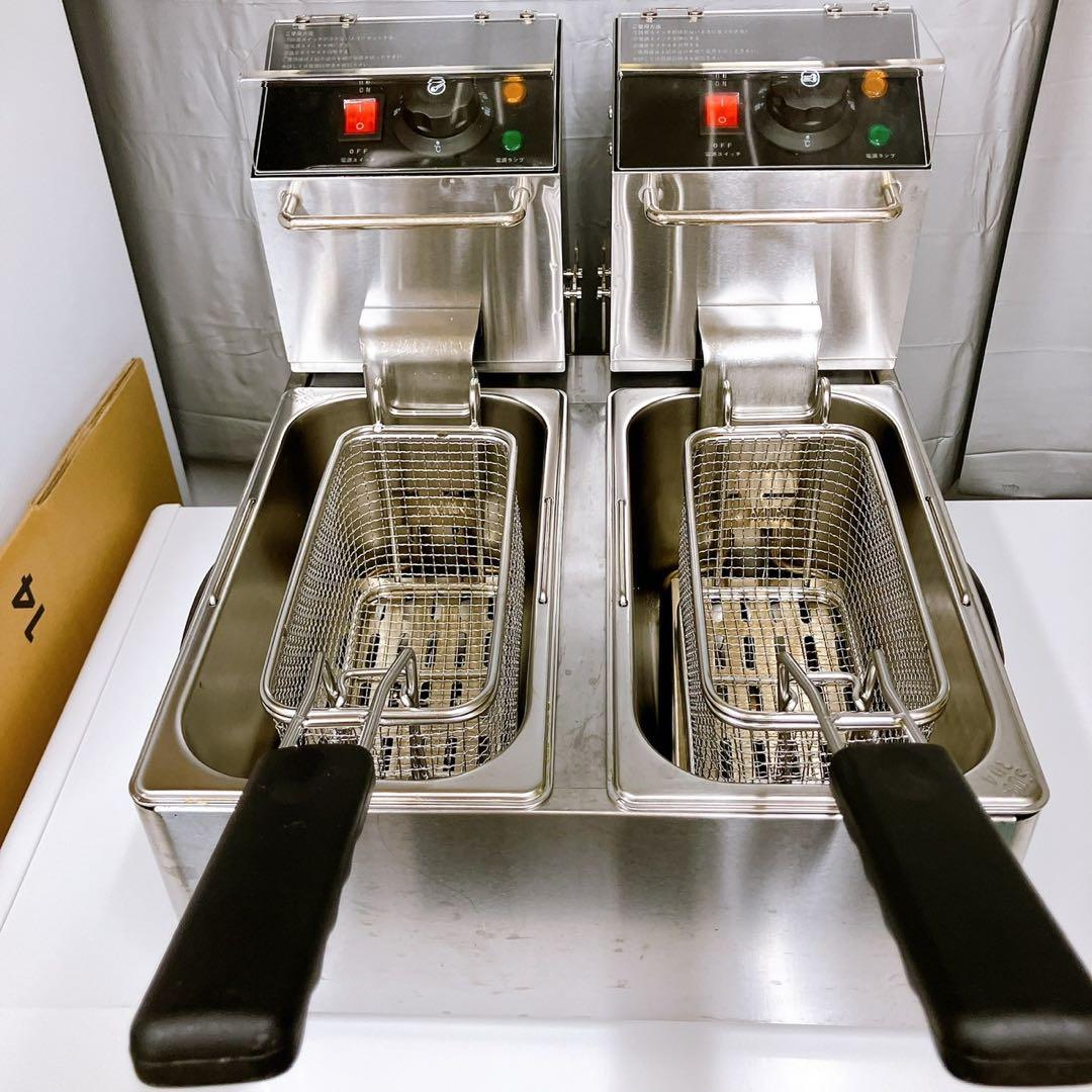 【美品】電気フライヤー 業務用 家庭用 100V 2層式 4L×2 【美品】電気フライヤー 業務用 家庭用 100V 2層式 4L×2