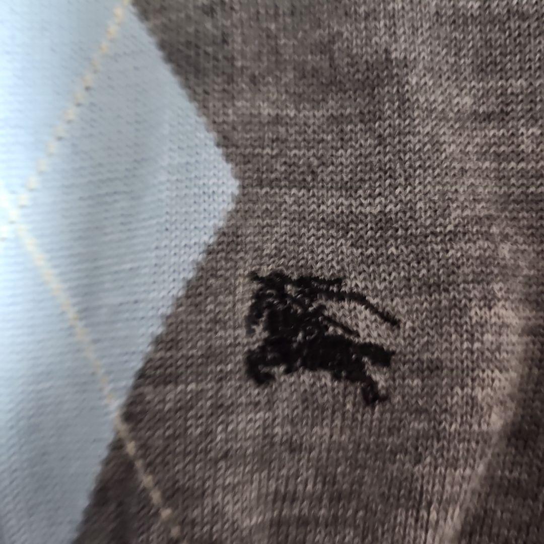 美品　Burberry　アーガイル柄 半袖ニット M グレー 美品 Burberry アーガイル柄 半袖ニット M グレー - メルカリ