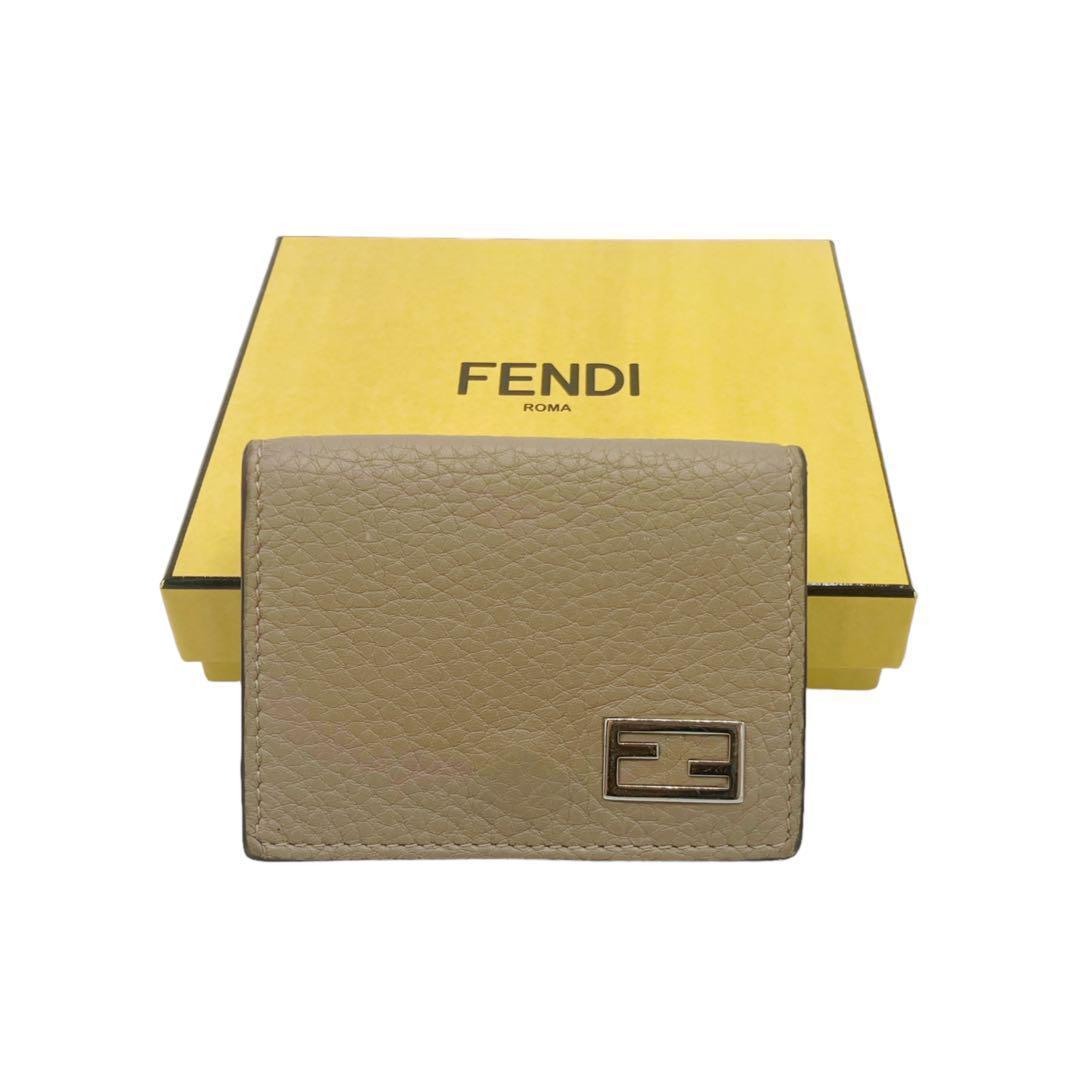 美品✨ フェンディ ツートン レザー 三つ折り財布 ベージュ 画像1