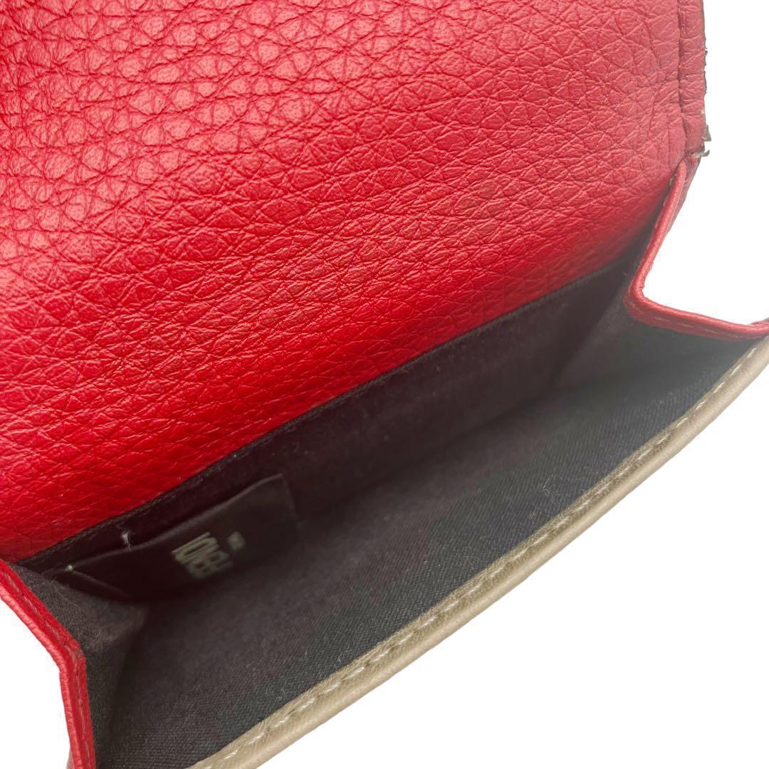 美品✨ フェンディ ツートン レザー 三つ折り財布 ベージュ 画像5