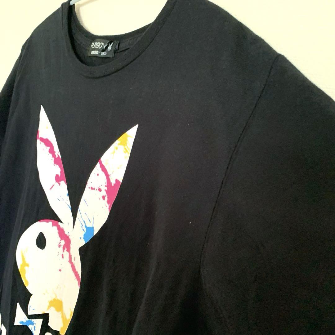 PLAYBOY Tシャツ メンズ L 黒Tシャツ うさぎ プレイボーイ