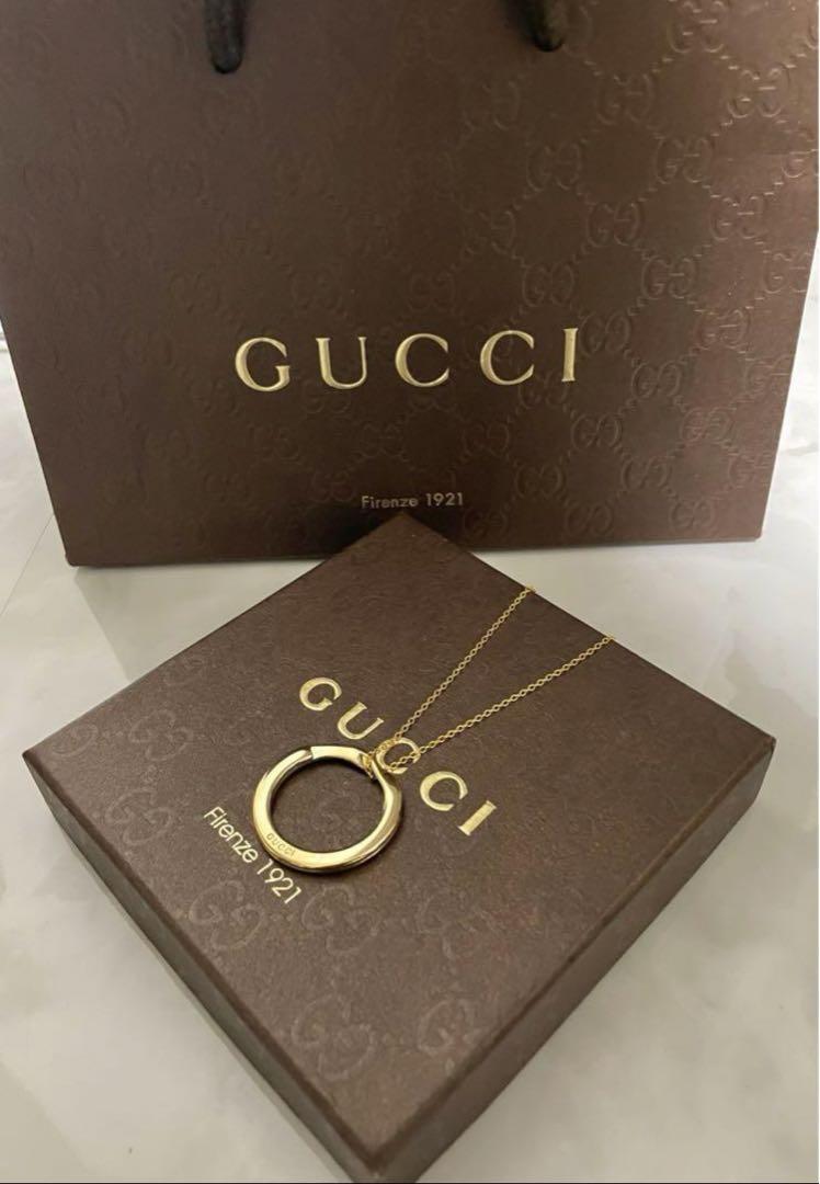 ★極美品　グッチ GUCCI リングチャームネックレス ゴールド【確実正規品】