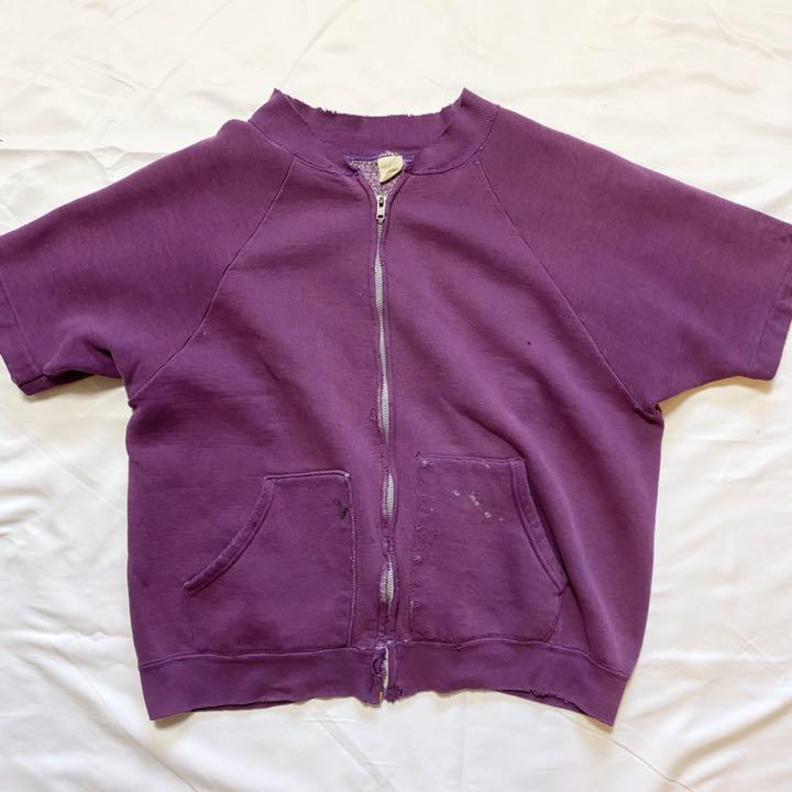 60s Sportswear セパレートポケット ジップアップ半袖スウェット