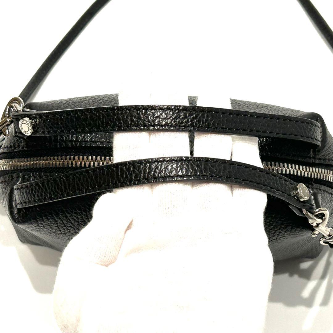 美品2WAY ジャンニキアリーニ ハンドショルダーバッグ アリファS シボ革 黒