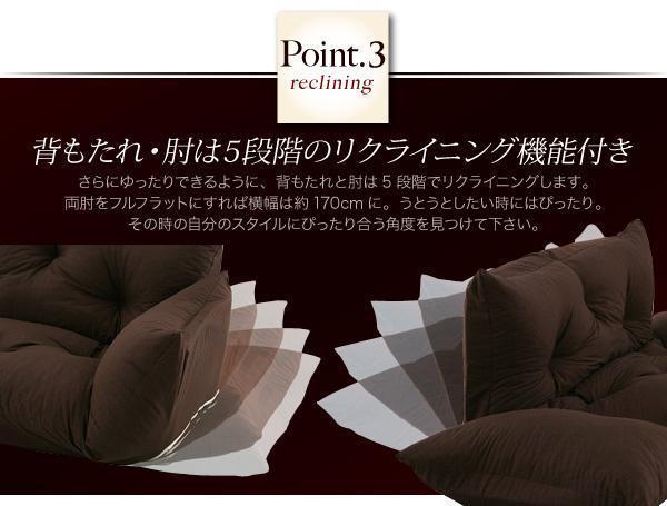 新品 送料込 フロアカウチソファ2P ふかふかボリューム リクライング 国産 g