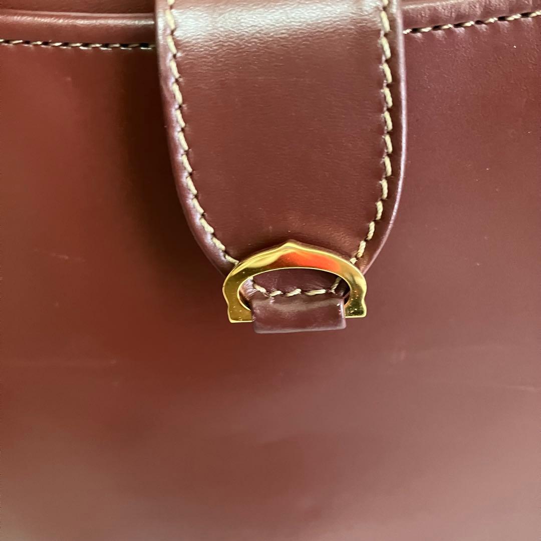 美品 カルティエ ショルダーバッグ トートバッグマストライン レザー ボルドー 美品 カルティエ ショルダーバッグ トートバッグマストライン レザー ボルドー