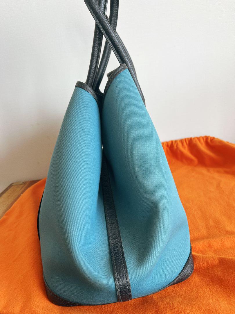 エルメス HERMES ガーデンパーティ PM ブルー トートバッグ キャンパス