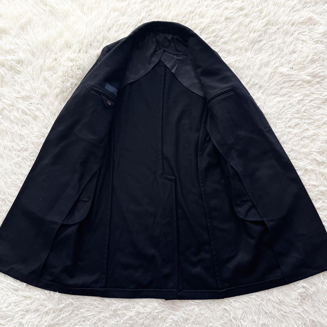 LARDINI ネイビー ヘリンボーン チェスターコート サイズ46