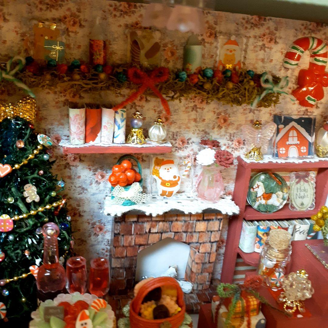 ミニチュアハウス　エコクラフト　クリスマス　インテリア雑貨
