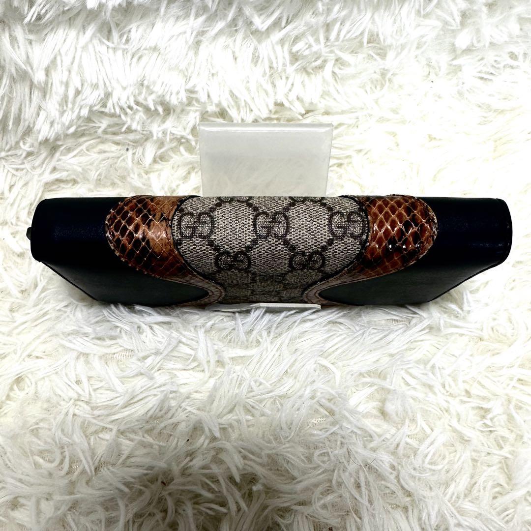 入手困難品GUCCI長財布ウォレットラウンドファスナー ジップ GG柄 パイソン
