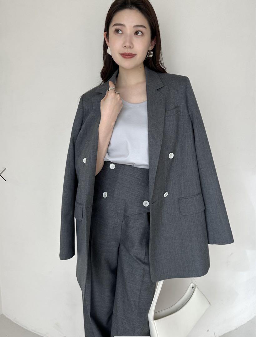 新品　anuans シルクタッチコットンUネックT Sサイズ　サックス