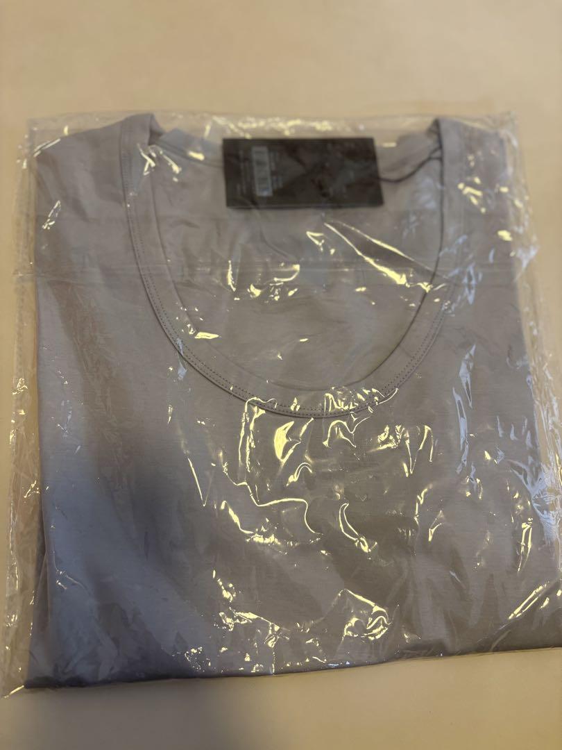 新品　anuans シルクタッチコットンUネックT Sサイズ　サックス