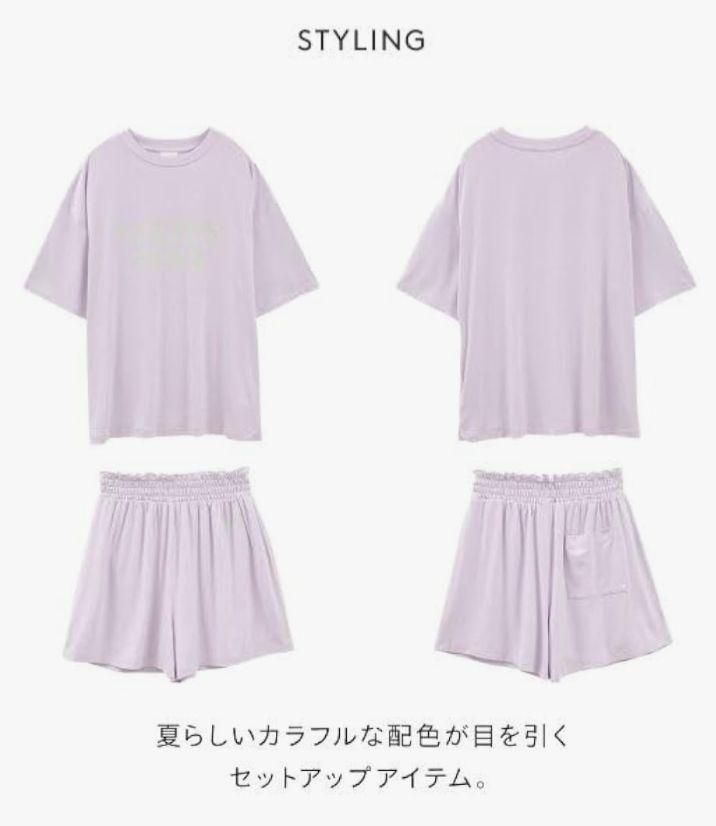 ジェラートピケ【接触冷感】カラフルレーヨンロゴTシャツ&ショートパンツセット