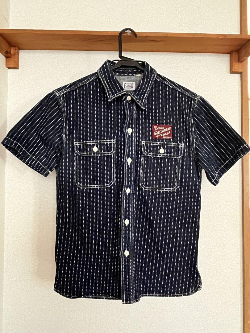 THE FLAT HEAD ウォバッシュストライプ 半袖ワークシャツ 40