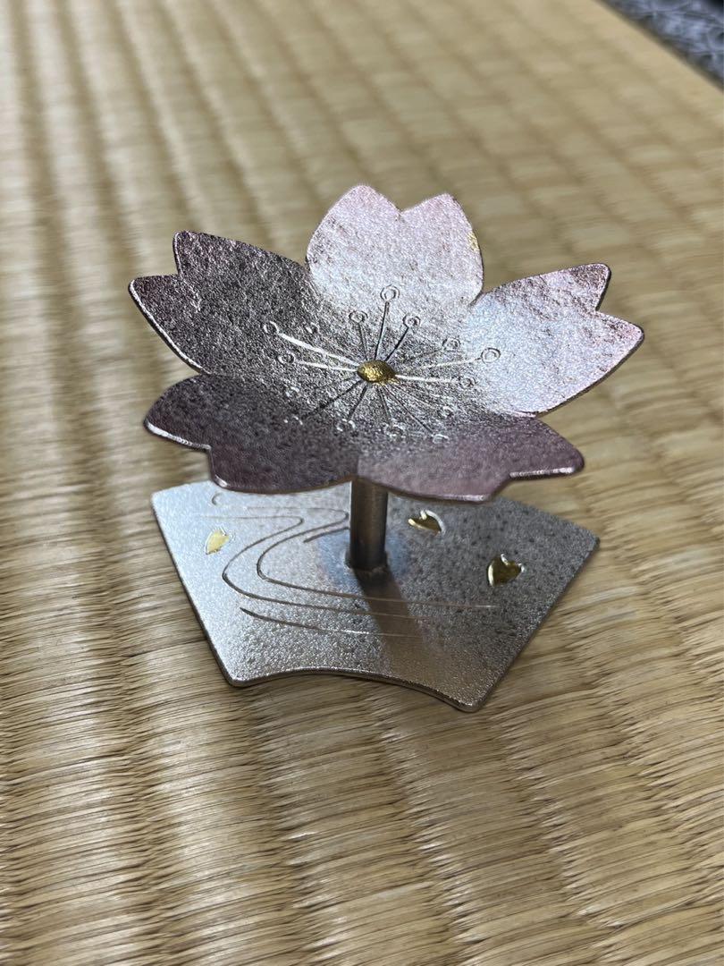 蓋置　モール　流水に桜