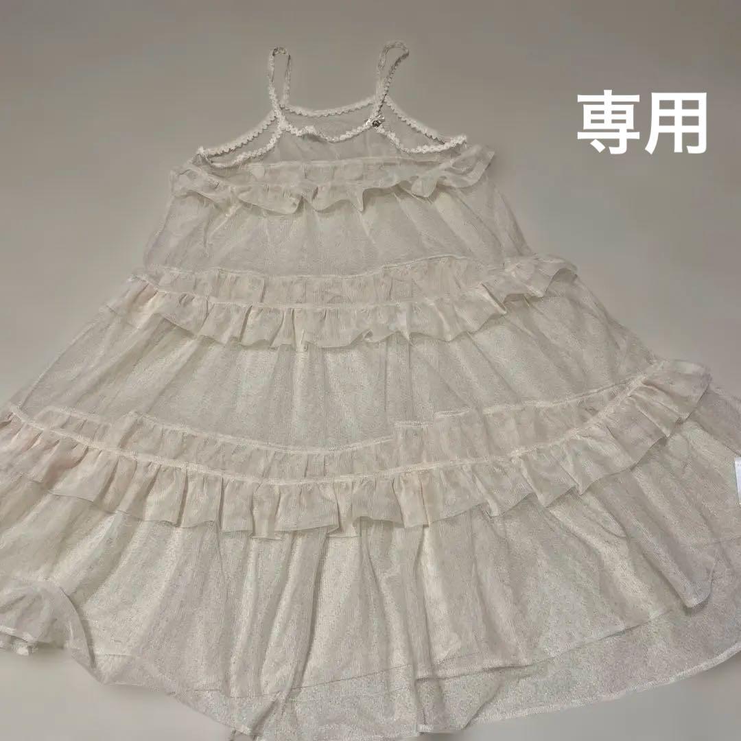 新品　未使用　メゾピアノ　ワンピース　遊園地　130 mezzo piano メゾピアノ 遊園地柄ドッキングワンピース