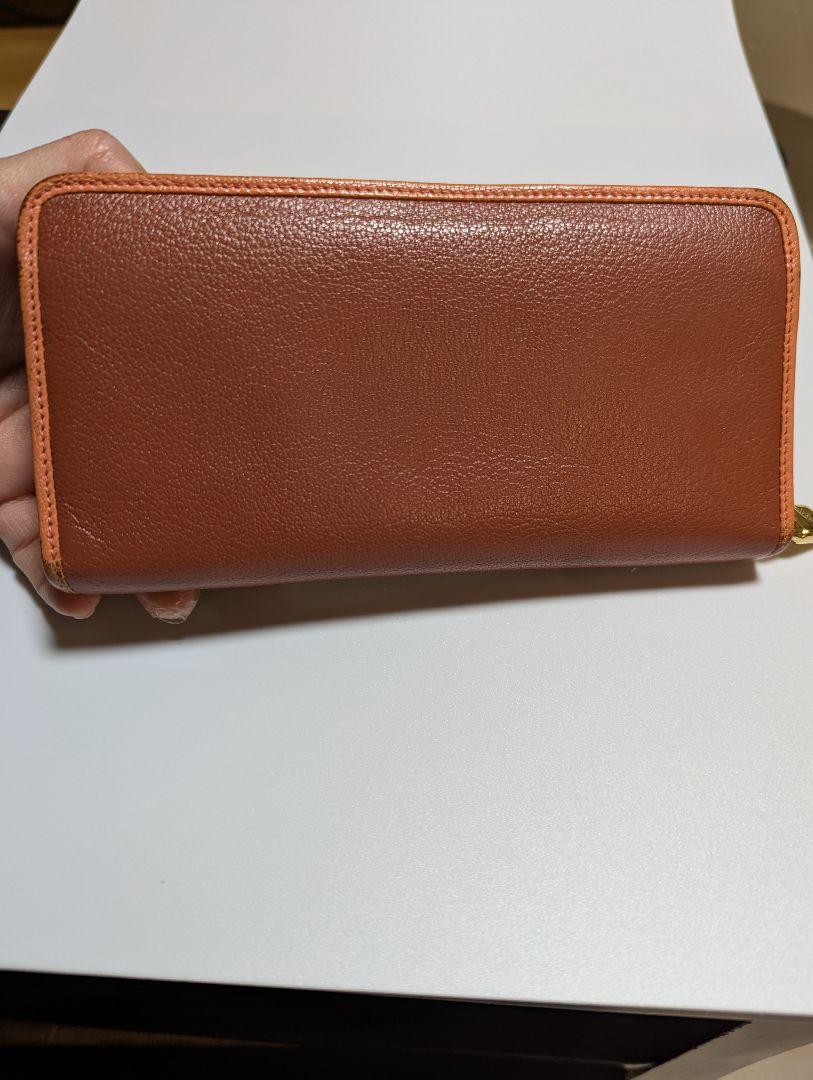 【美品】LOEWEアナグラム柄レザー ラウンドファスナーバイカラーブラウン