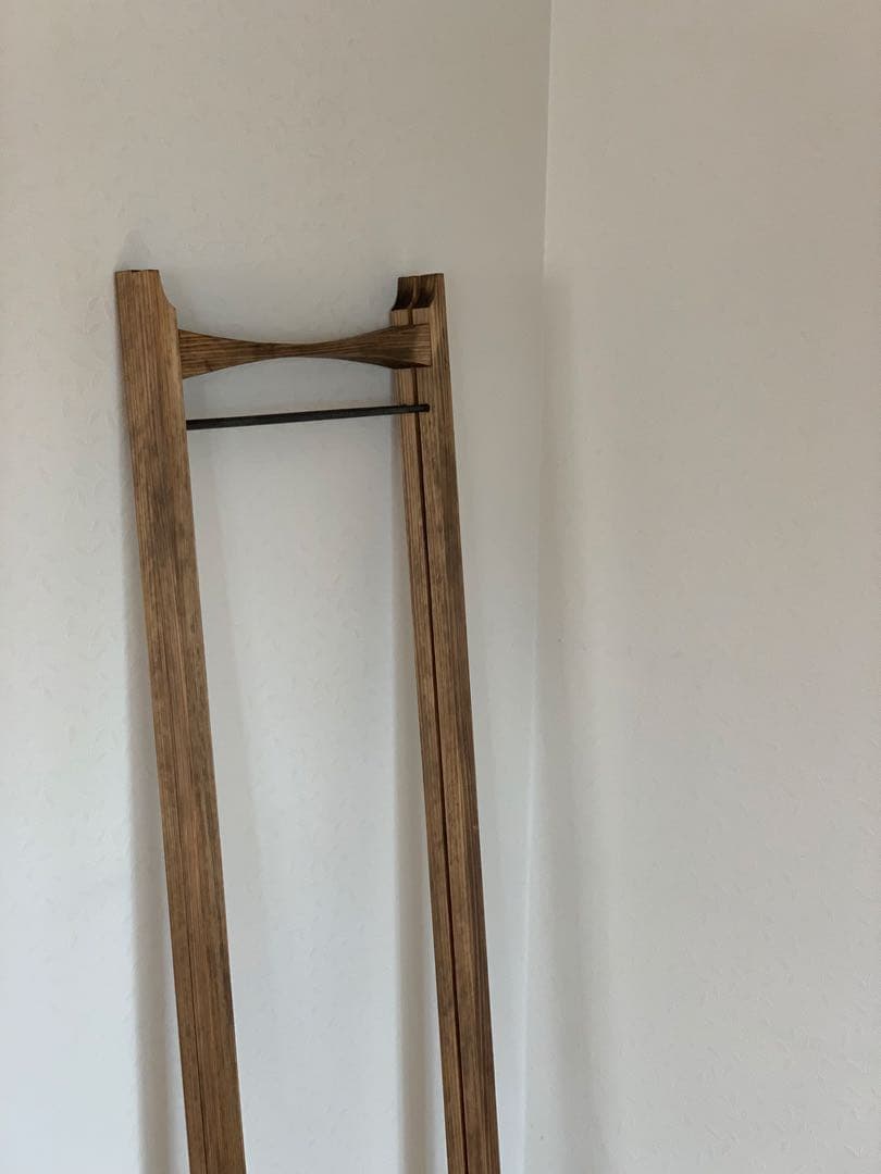 木とアイアンのスタイルハンガーラック ミッドセンチュリー風