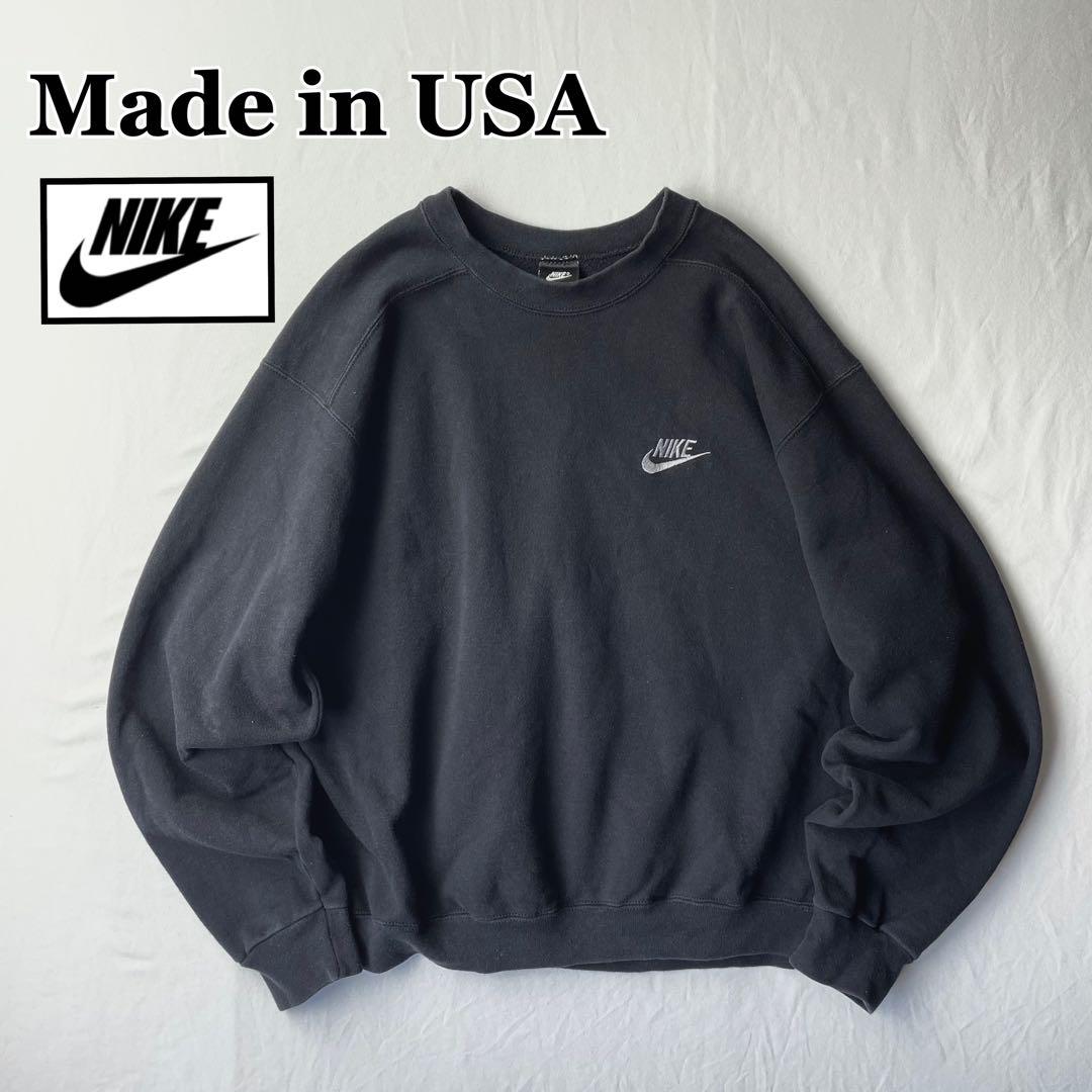 【NIKE】90s USA製 ブラック スウェットトレーナー短丈 i68 NIKE】90s USA製 ブラック スウェットトレーナー短丈 i68