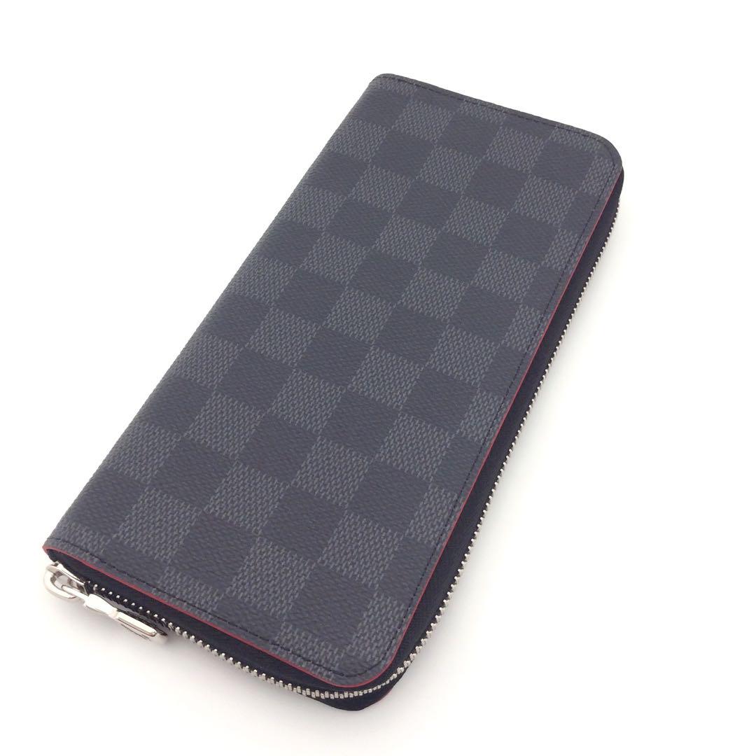 未使用に近い ルイヴィトン ダミエ グラフィット メンズ ジッピー 長財布 本物