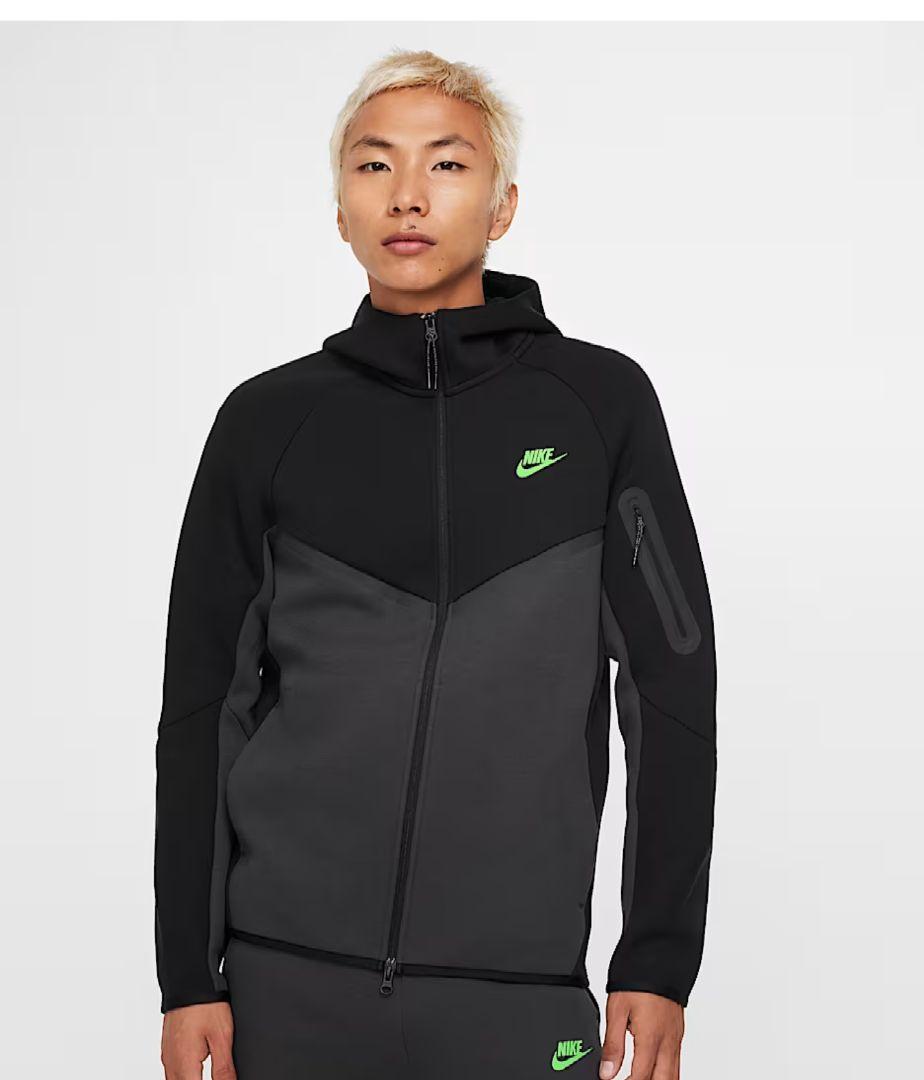 （美品）ナイキ テックフリース パーカー ブラック/グレー XL