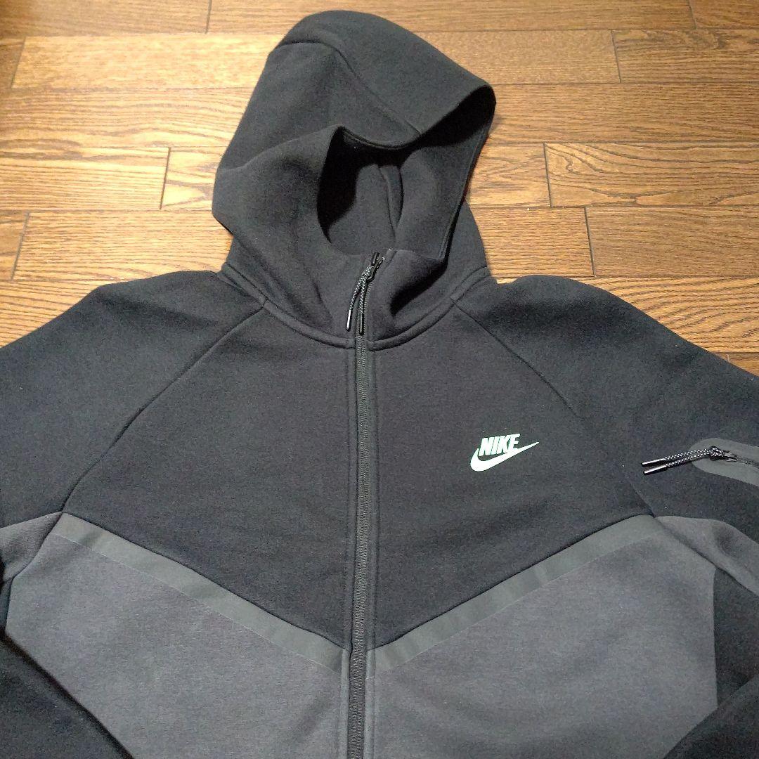 （美品）ナイキ テックフリース パーカー ブラック/グレー XL