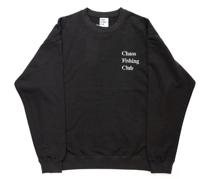 Chaos Fishing Club LOGO CREW NECK L/S 黒L