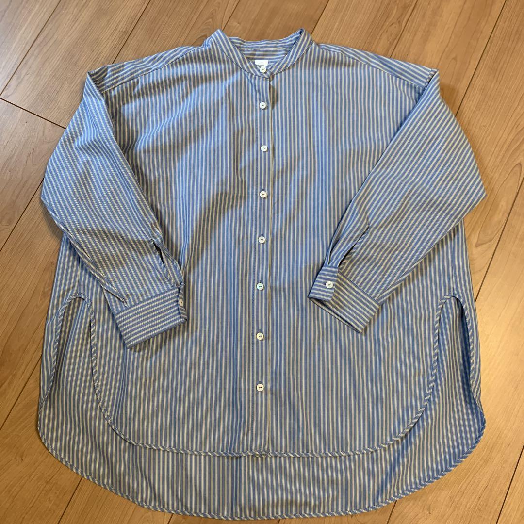 &yarn ストライプ コットンシャツ　ナチュラン