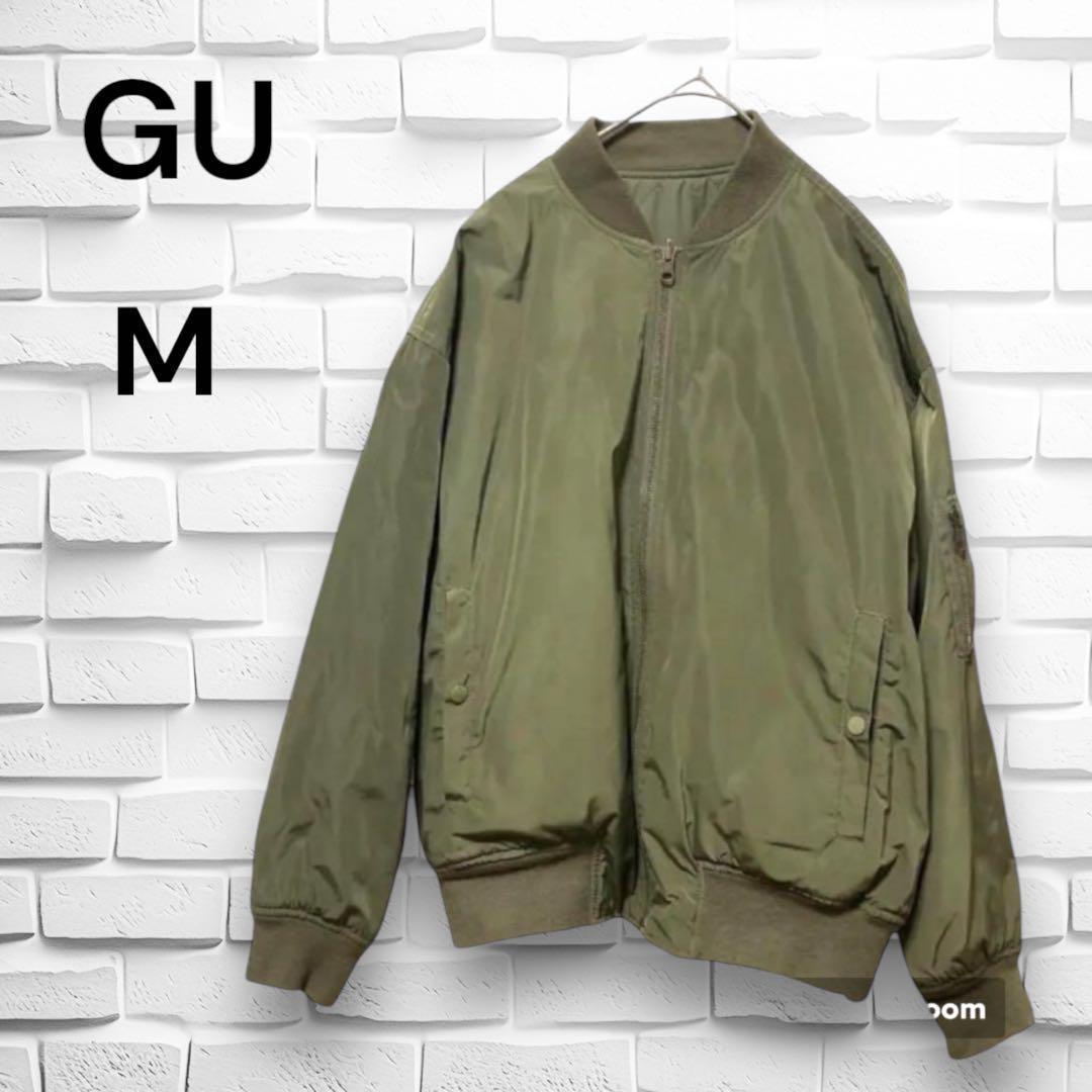 ♡MA-1 ブルゾン カーキ GUジーユー◇ MA-1リバーシブルブルゾン(M)カーキ 羽織
