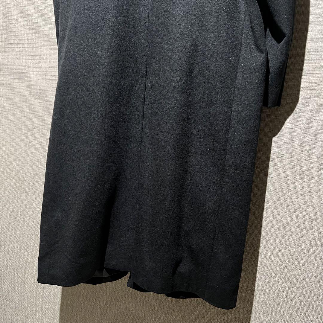 ヴィンテージ カシミヤ混 ダブルブレスト チェスターコート ブラック 古着