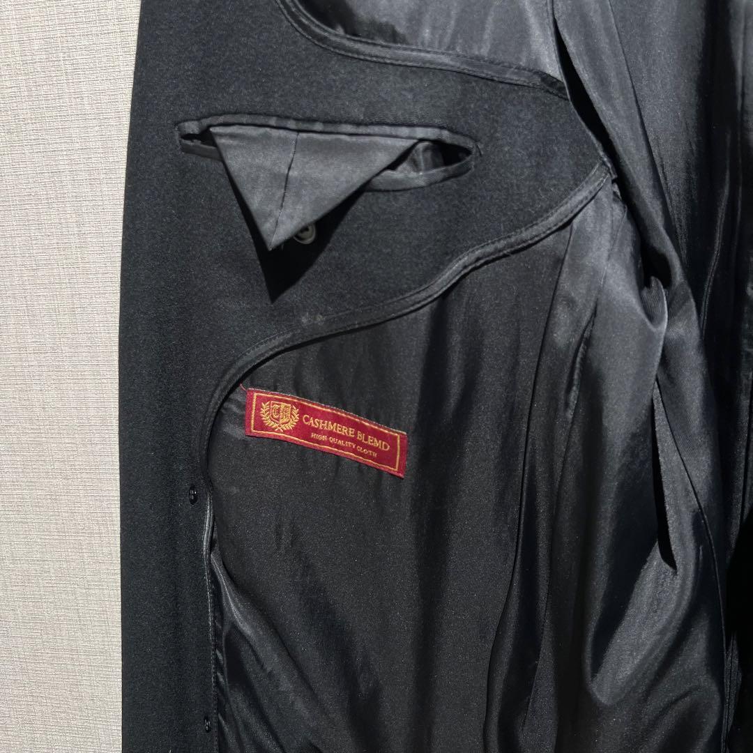ヴィンテージ カシミヤ混 ダブルブレスト チェスターコート ブラック 古着
