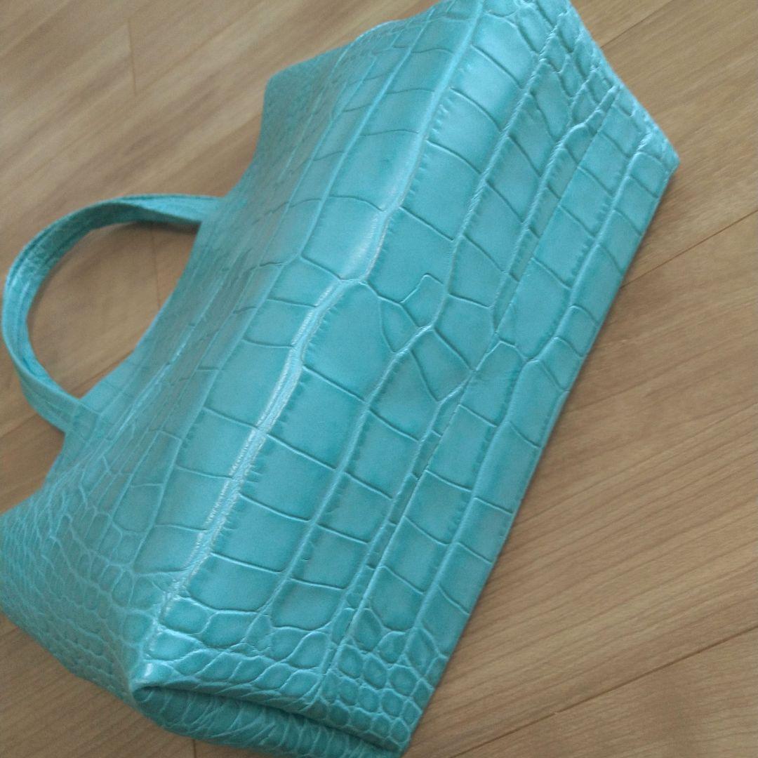 【メーカー再生品】 CHRISTIAN VILLA トートバッグ 型押し ターコイズ バッグ