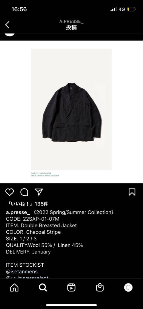 ジャケット・アウター A.PRESSE Double Breasted Jacket&Trousers