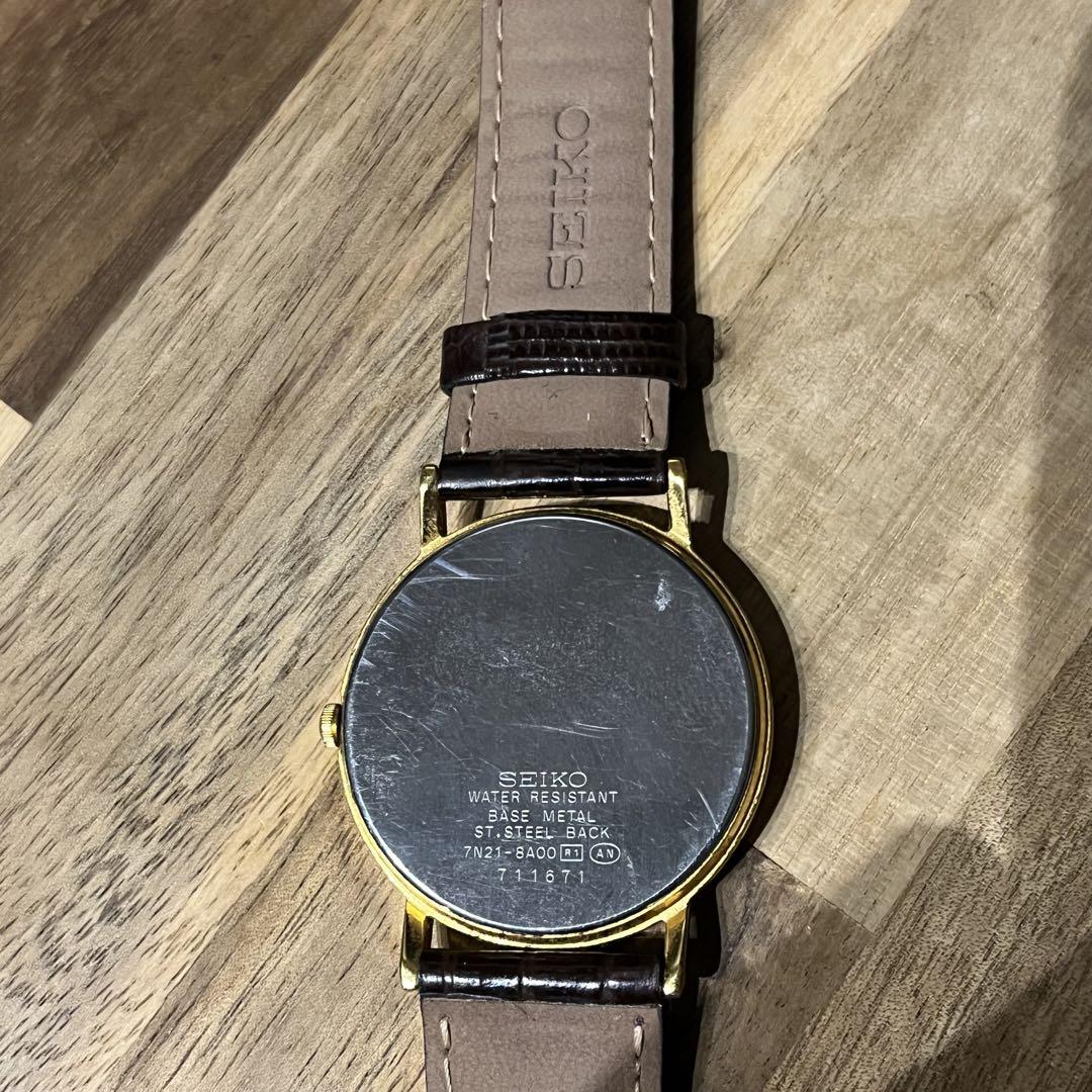 SEIKO ゴールド レザー 防水 時計