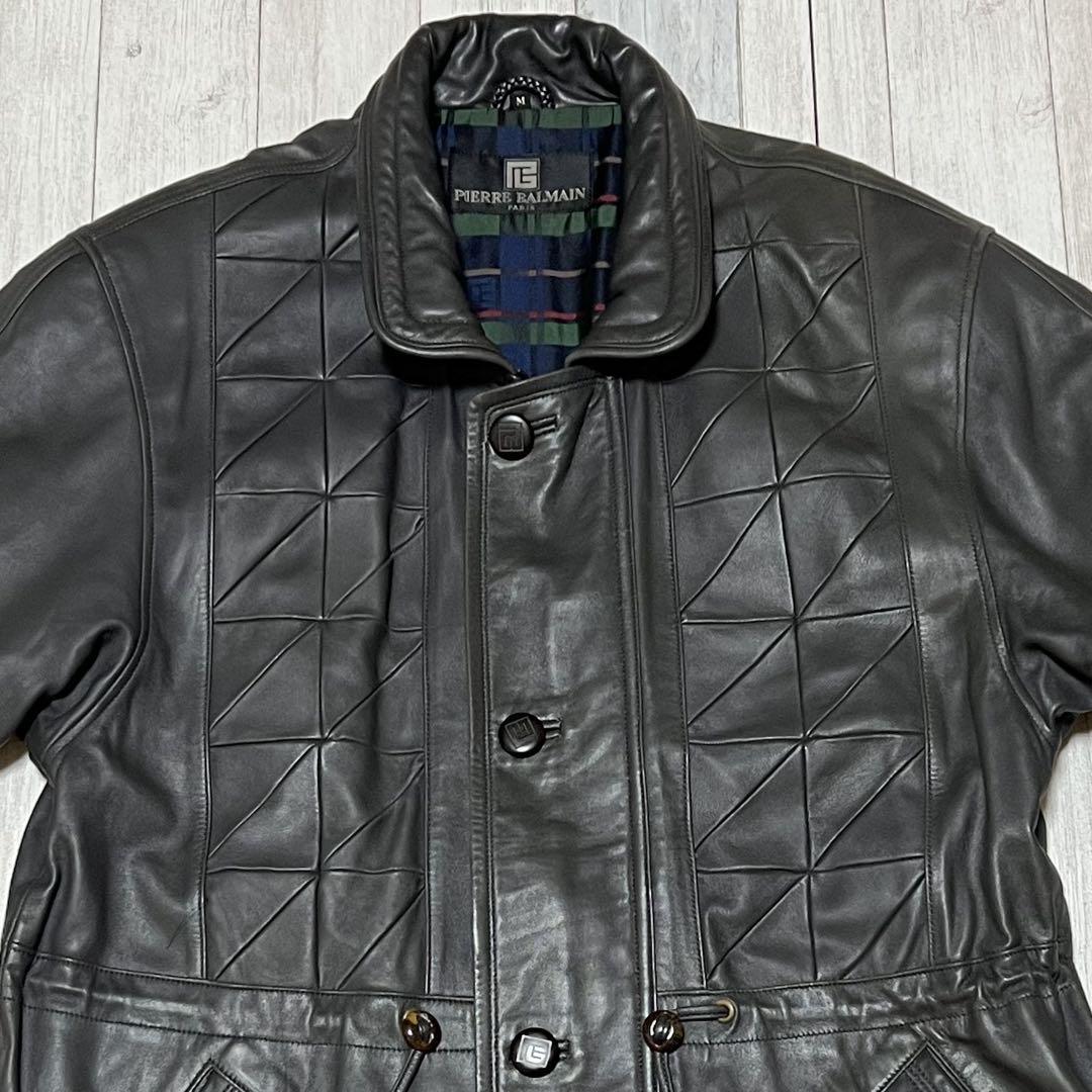 PIERRE BALMAIN レザージャケット　レザーコート　ラムレザー　羊革
