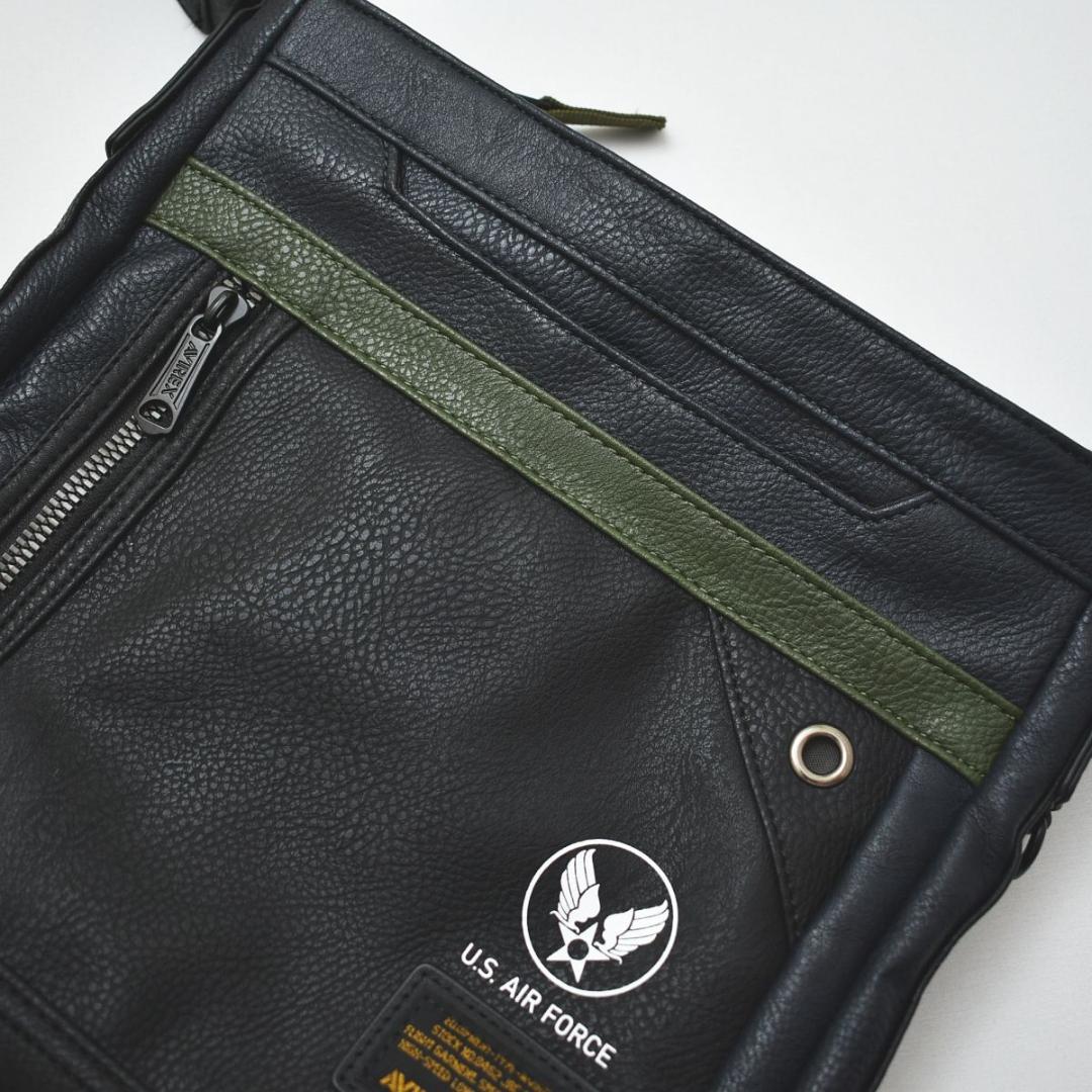 【アメカジ】 アヴィレックス AVIREX 縦型 ショルダー バッグ 鞄 黒