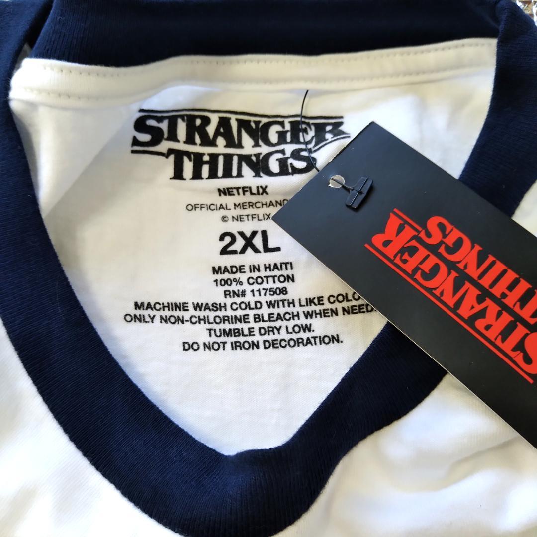 ストレンジャーシングス リンガーTシャツ 2XL 白 netflix - メルカリ