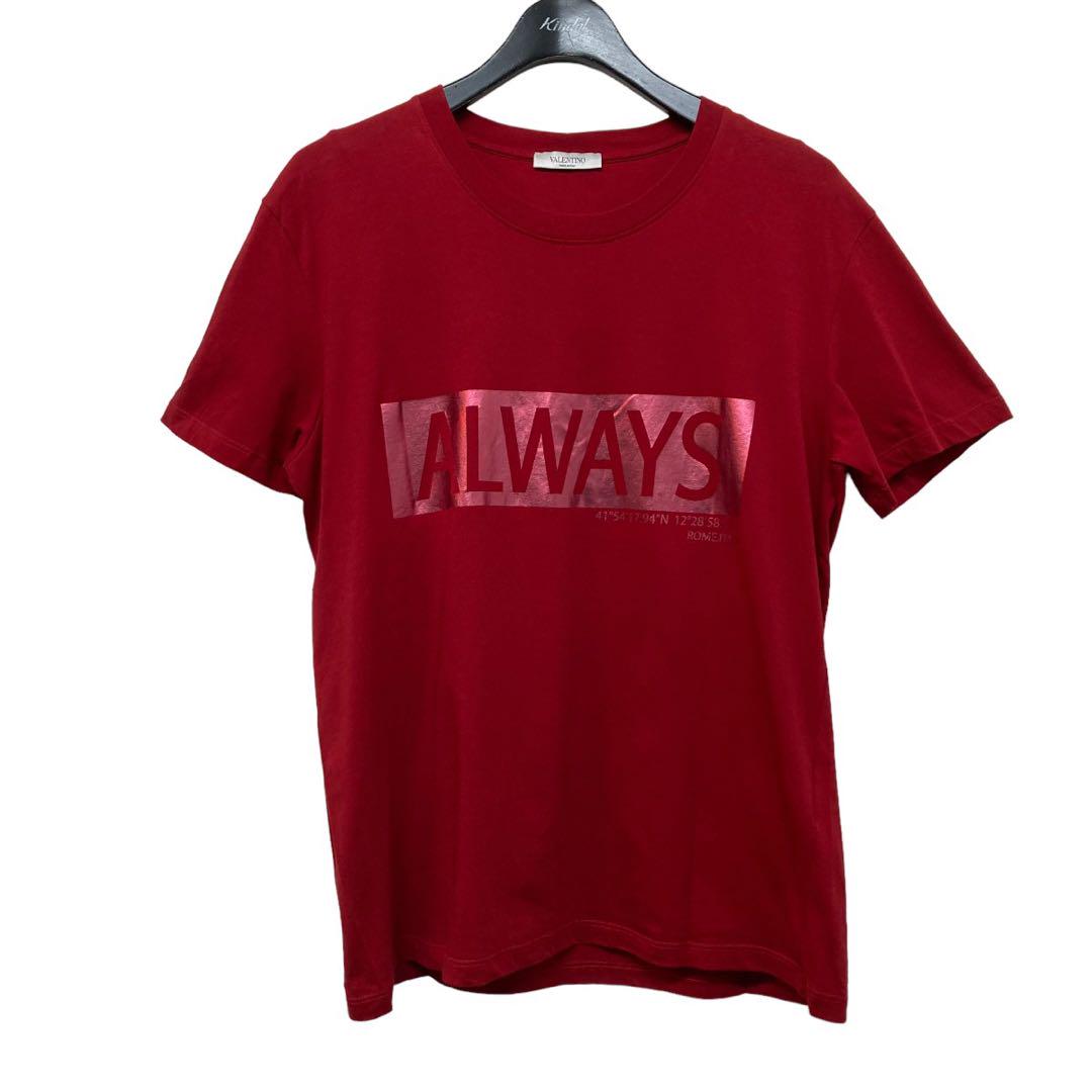 VALENTINOバレンティノ ALWAYSプリントTシャツ レッド色 サイズM