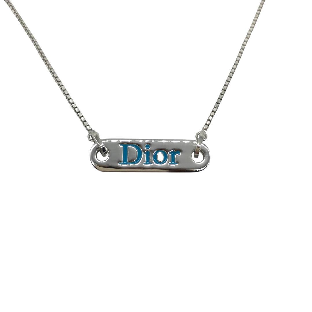【未使用級】Dior ディオール トロッター ロゴ プレート ネックレス 未使用級】Christian Dior ディオール ロゴ プレート ネックレス