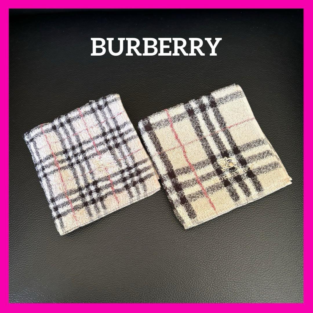 美品BURBERRYノバチェック タオルハンカチ2枚セット ベージュ