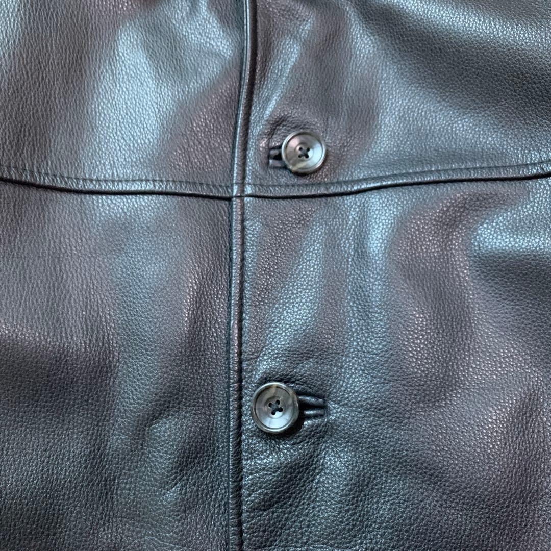 極美品＊Eddie Bauer エディ・バウアー レザーカーコート ブラック M