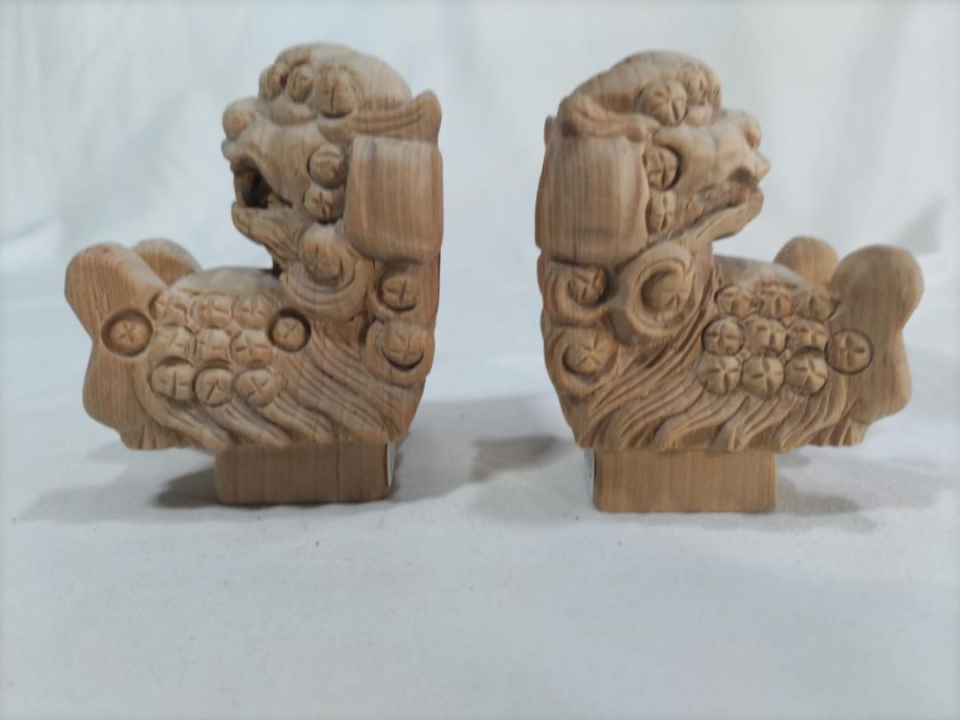 【まとめ買い】 獅子鼻1.5寸 社寺仏閣、神輿、山車、だんぢり彫刻、1組（阿吽 彫刻・オブジェ