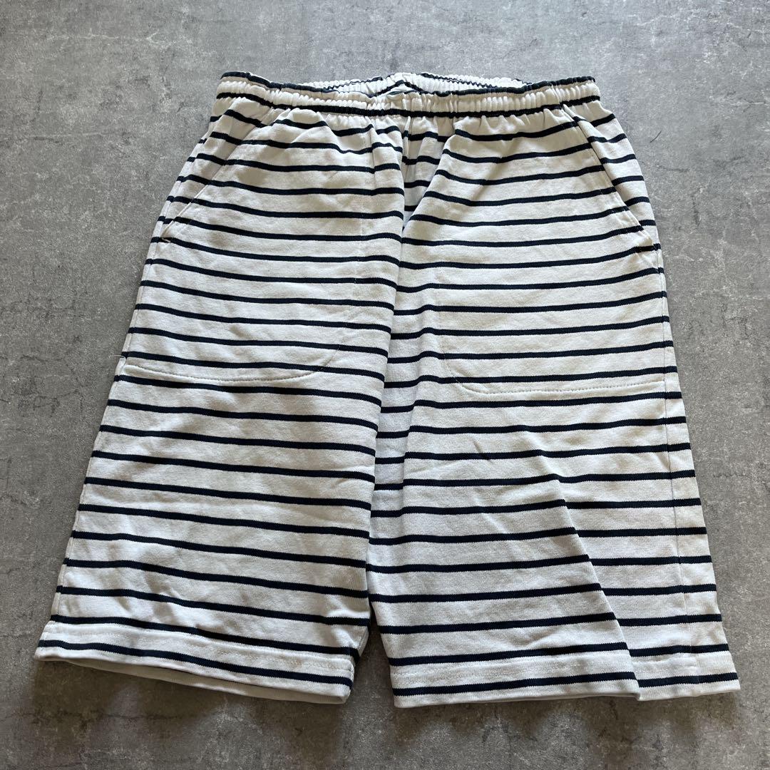 BARBARRIAN ボーダーハーフパンツ　スウェット　Mメンズ 白系 BARBARRIAN ボーダーハーフパンツ スウェット Mメンズ 白系