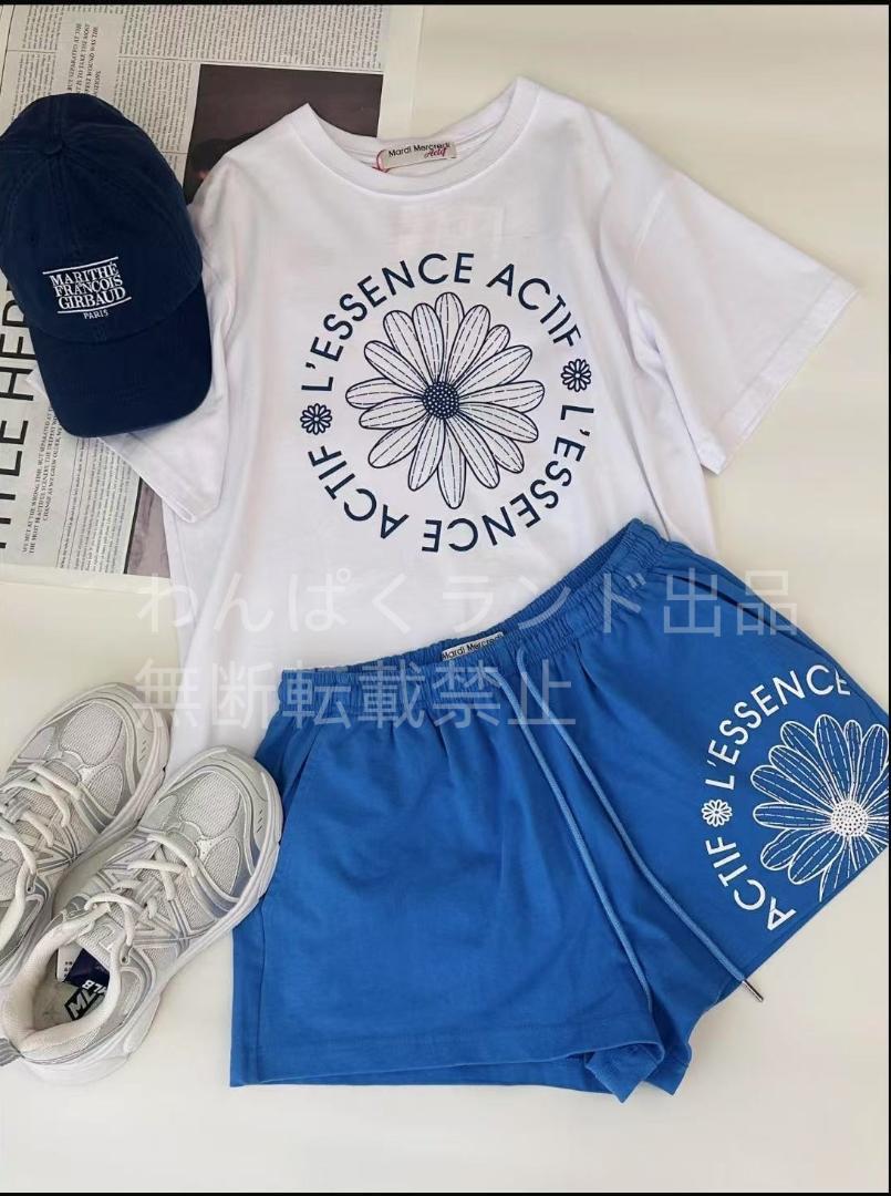 MardiMercredi 花柄プリント Tシャツ ショートパンツ セット